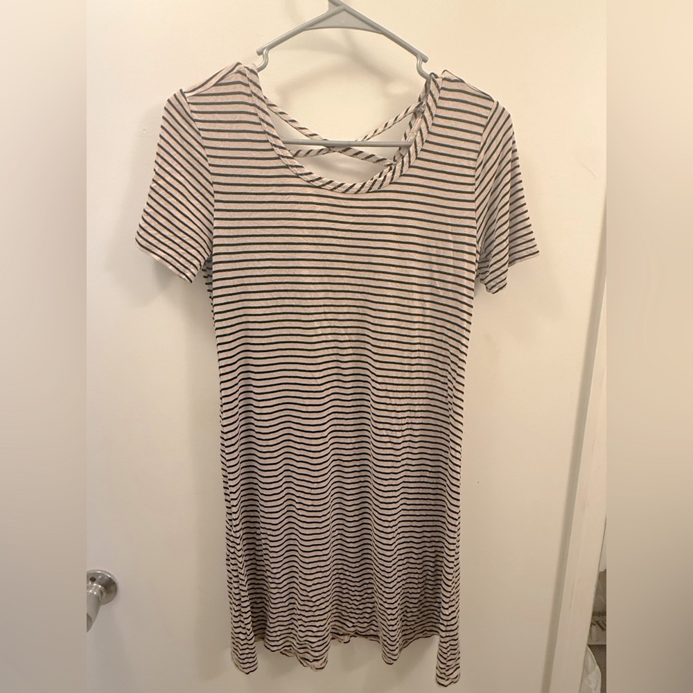 Olivia Rae Striped Midi Dress - Black and White
